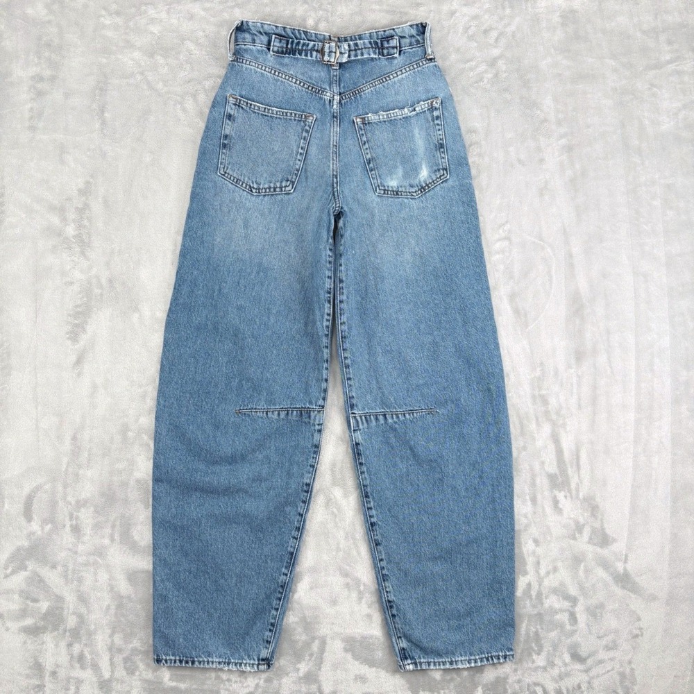 BDG Jeans Women 25 Fit 25x30.5 Logan Barrel Leg Cinch Back High Rise Distressed - Picture 2 of 16